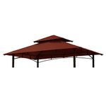 Grill Gazebo Replacement Canopy Roof – Hugline 5x8 Outdoor Grill Shelter Canopy Top Double Tiered BBQ Tent Cover Fit for Model L-GG001PST-F (Burgundy)