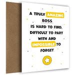 Fun Boss Leaving Card - Impossible to Forget - Thank You Card for Boss from Employees and Work Team