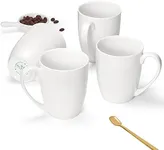 Gang Rinpoche 12 oz Fine Bone China Coffee Mugs, Over 45% Bone Content, Durable Porcelain Sets, White Ceramic Tea Cups Set of 4, Lightweight Christmas Mugs