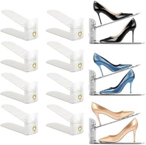 Uandhome Shoe Slots Organizer for Closet,12 Pcs Shoe Stacker Shoe Rack Organizer for Closet Space Saver Storage Shoe Holder Organization (White)