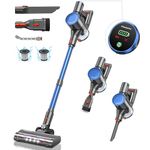 Powerffy Cordless Vacuum Cleaner, 30KPA Stick Vacuum Cleaners Cordless Powerful 2 Modes 6 in 1 Lightweight Vacuums with 45Min Detachable Rechargeable Battery for Pet Hair/Hardwood Floors/Tile, Blue