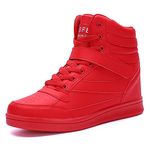 UBFEN Women's Shoes Hidden Wedges 5.5cm Fashion Sneakers Ankle Boots Bootie Platform Heel High Top Casual Sport Red