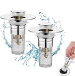 SKTARFU 2 Pack Bathroom Sink Stopper for 1.06-1.50in, Bathroom Sink Drain Strainer with Hair Strainer, Universal Bathroom Sink Drain Pop Up Stopper for US Bathroom Sink Stopper Replacement