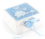 Mousehouse Gifts Elephant Memories Keepsake Wooden Box for Baby (Blue)