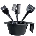 Eltihr Plastic Dye Brush and Mixing Bowl Hair Colouring Kit - Includes Hair Dye Bowl and 3 Brushes in Black - 4 Pieces, 200 Ml