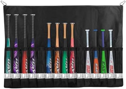 QBA Hanging Baseball Bat Bag Caddy, Holds 15 Bats Dugout Organizer for Baseball and Softball Teams Baseball Bat Holder with Hanging Hooks, Black