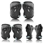 Protective Gear Set for Adult Youth, Knee Pads Elbow Pads Wrist Guards 6 in 1 for Skateboard, Rollerblade, Roller Skate, Bike, Scooter, Inline Skate, Bicycle, BMX