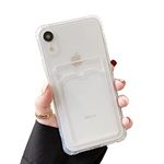 DEFBSC Case for iPhone XR 6.1 inch, Transparent Back Card Holder Phone Case, Slim Fit Thin Protective Soft TPU Shock-Absorbing Wallet Case with Card Holder, White