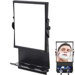 MEISO Shower Mirror Fogless for Shaving, Mirror for Shower with Razor Holder, No-Drilling Double-Sided 1X/3X Magnification Makeup Mirror, Shatterproof Removable, Anti-Fog Bathroom Mirror with Squeegee