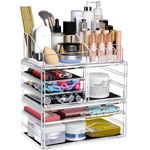 Greentainer Makeup Storage Organizer, Cosmetic Display Cases Easily Organize Your Cosmetics, Jewelry & Hair Accessories, Elegant Stackable Storage Boxes, Bathroom Counter or Dresser - Clear,3Pack