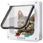 Qpets® Cat Door, Large Cat Door with 4 Way Locking Pet Door for Small Cat Dog, Indoor Pet House Door Flap Cat Door, Flexible In & Out, Lockable, One Way Out/In, Two Way Out/In Cat Door(25*23.5*5.5CM)