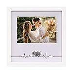 Komimaci Heart Thumbprint Keepsake Photo Frame and Ink Kit Wedding Registry Wedding Gift Ideas Wedding Reception or Bridal Shower Gifts for Bride Newlywed (White, Heartbeat)