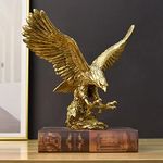 DESHINTKE Golden Eagle Resin Ornaments Statue, Golden Eagle Sculpture Modern Home Office Figurine Decor Desktop Decoration (Golden 1)