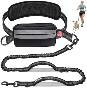 Laisse Mains Libres pour Chiens, Fiyade Jogging Chiens Laisse de Course avec Ceinture, Sac Banane détachable, Entraînement Laisse Chien de Taille Moyenne et Grande