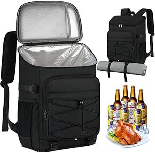 NUBILY Kühlrucksack 30L Wasserdichten Kühltasche Rucksack Groß Isolierte Kühltasche Thermo Lunchtasche für Camping Outdoor Reisen BBQ Wandern Schwarz