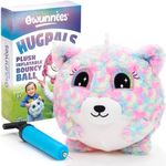 Plush Bouncy Ball for Kids - Inflatable Toy Ball with Plush Animals Cover for Boys & Girls 3yrs & Up - 9in Soft Ball with Air Pump - Princess Twinkle Hugpal