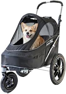 InnoPet Sporty EVR Dog Stroller - All Terrain - Solid Rubber Wheels Feel Like Air Tyres - No Inflation Required - Includes Rain Cover - Black