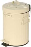 KitchenCraft KCCOMPBIN Kitchen Compost Bin with Pedal, Metal, 3 Litre, Cream
