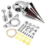 Krator Night Train Fat Boy Dyna Super Glide Low Rider Wide Touring Road King Chrome Aluminum Cone Spike Air Cleaner Kit Intake Filter Compatible with Harley Davidson Softail Motorcycle (2001-2009)