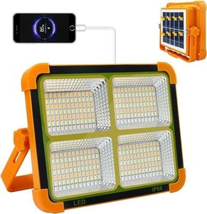 100W Solar Rechargeable Work Light, 336LED 10000LM Portable Work Light with 4 Light Mode, IP66 Waterproof LED Flood Light Job Site Lighting Flashlight for Emergency Mechanic Camping Fishing Car Repair