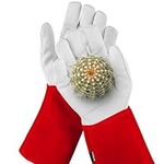 NoCry Long Leather Gardening Gloves for Women and Men; Near Thorn Proof for Cactus, Rose and Blackberry Pruning, General Yard Work and Garden Gloves; Reinforced Palms and Fingertips; Red; XL