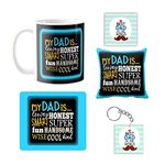 TheYaYaCafe Birthday Gifts for Father Handsome Cool Dad Combo Set of 5 Mug-Coaster-Cushion Cover-Mousepad-Keychain