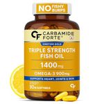 Carbamide Forte Omega 3 Fish Oil Capsules Softgel | Fish Oil Omega 3 Supplement | Omega3 Fatty Acid Fishoil Supplement To Support heart, Joints & Skin - 1400mg | 90 Sofetgel Capsules
