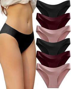 FINETOO 6 Pack Women’s Seamless Hipster Underwear No Show Panties Invisibles Briefs Soft Stretch Bikini Underwears XS-XXL(S)
