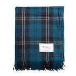 The Scotland Kilt Company Tartan Rug - 100% Wool Soft Blanket with Fringed Edges in Ramsay Blue - King Size 69 x 98''