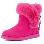 Juicy Couture Women's Slip On Winter Snow Boots Warm & Insulated Fur Lining Comfortable Fashion Booties, Pink, 10