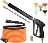 YAMATIC Pressure Washer Gun and Hose Kit, 25 FT Upgraded Durable Power Washer Hose and Wand, 3/8" Swivel Quick Connector & M22-14mm Fitting Replacement for Ryobi, Simpson, Craftsman