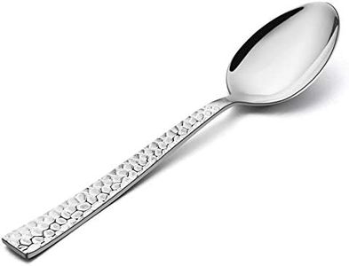 Teaspoon Set of 12, E-far 6.7 Inch Stainless Steel Hammered Spoons for Kitchen or Restaurant, Non-toxic & Mirror Polished, Squared Edge & Dishwasher Safe