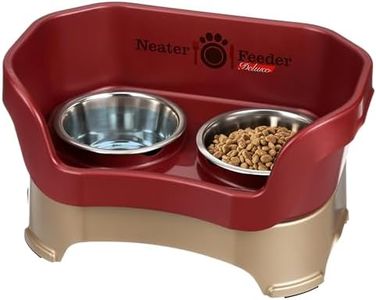 Neater Feeder Deluxe Medium Mess Proof Feeder for Medium Dogs, 3-1/2 Cup Food & 5 Cup Water Stainless Steel Dog Bowls, Elevated, No Spill, Non-Tip, Non-Slip. Made in USA