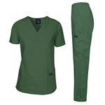 Dagacci Scrubs Medical Uniform Women and Man Scrubs Set Medical Scrubs Top and Pants, Hunter Green, Large