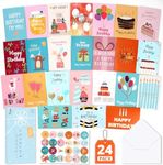 Taja Happy Birthday Cards Bulk, 24 