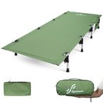 Ultralight Folding Camping Cot Bed, Sportneer Portable Camping Cot for Adults with Lever Lock, Compact Tent Cot with Side Pockets for Outdoor Travel, Base Camp, Hiking, Backpacking, Outdoor, Green