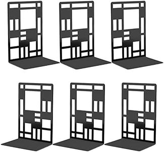 SAMSYOKI 3 Pares Sujetalibros Estanteria Sujeta Libros Metal Apoya Libros para Estanteria Soporte Libros Decorativo Tapones para Estantes de Libros para Oficina Biblioteca Hogar Escuela Negro