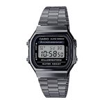 Casio Vintage A168WGG-1ADF Black Digital Dial Black Stainless Steel Band D181