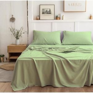 Tache Soft Microfiber Deep Pocket - Solid Sage Green Fitted and Flat Luxury 4 Piece Sheet Set, California King