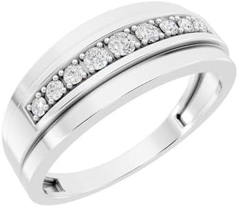 Dazzlingrock Collection 0.23 Ctw Round White Natural Diamond Nine Stone Single Row Wedding Band for Men in 925 Sterling Silver, Size 10.5