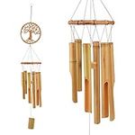 AUXSOUL Bamboo Wind Chimes, Wooden Windchimes Music Hanging Ornament Decoration Christmas Gift for Outdoor, Indoor, Home, Garden, Patio, Porch, Yard, Farmland and Balcony(Tree of Life)