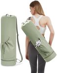 sportsnew Large Yoga Mat Bag with Water Bottle Pocket and Bottom Wet Pocket, Exercise Yoga Mat Carrier Multi-Functional Storage Bag, Plus Size Green, Patent pending