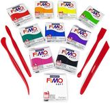 FIMO Soft Polymer Oven Modelling Clay - 57g - Beginners Set - 10 Colours + FIMO Modelling Tools