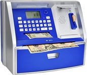 LIKE Talking ATM Savings Bank, Digital Piggy Bank, ATM Money Coins Machine for Kids Birthday Gift (Blue/Silver)