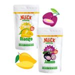 NUICK Combo of Freeze Dried Mango Chunks and Jamun | 23g x 2 | 100% Natural fruit, No Preservative, No Added Sugar, Not Frozen | Nutritious and Crunchy Snacks for Kids and Adults