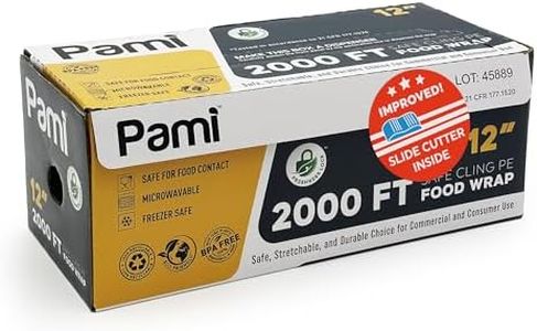 PAMI Safe Cling PE Food Wrap (12" x 2000ft) Plastic Cling Wrap With Dispenser Box- Food Safe, BPA-Free Clear Plastic Film Roll- Microwave & Freezer Safe Stretch Wrap Roll For Home And Commercial Use