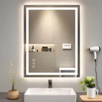 Autopartsfreer 30"x36" LED Bathroom Mirror - Lighted Vanity Mirror with 3 Color Temperatures, Anti-Fog, Dimmable, Backlit + Front Lit, Memory Function, 3-Year Warranty