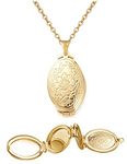 Via Mazzini Expandable Gold Plated Oval Photo Memory Locket Pendant Necklace With Chain Valentine Birthday Anniversary Gift For Women And Girls (NK0984) 1 Piece Only