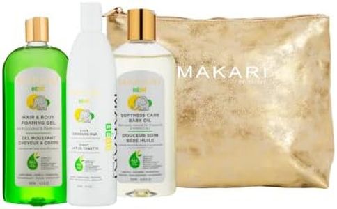 MAKARI Bebe 3 Piece Shower Gift Set - Foaming Gel, Cleansing Milk & Oil, Gentle, Nourishing & Calming Bath Routine for Newborn and Up, Hypoallergenic & Paraben-Free Baby Care Products