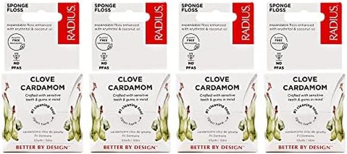 Radius Clove Cardamom Dental Floss 55 Yards Vegan & Non-Toxic Oral Care Boost & Designed to Help Fight Plaque Clear - Pack of 4